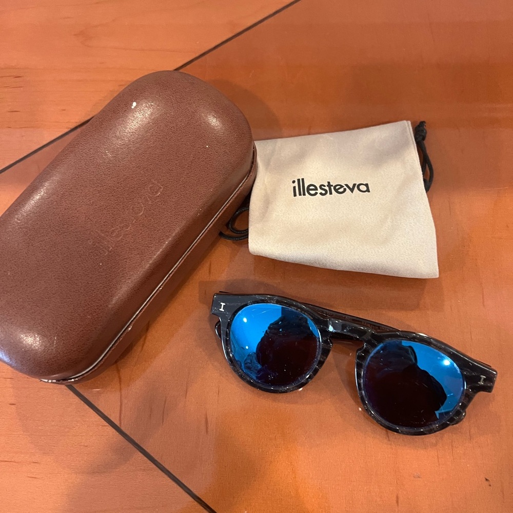 Illesteva Black Sunglasses with Blue Lenses